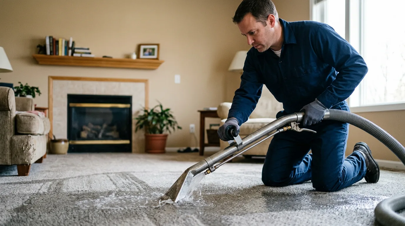 Water damage restoration technician working near Badger, IA
